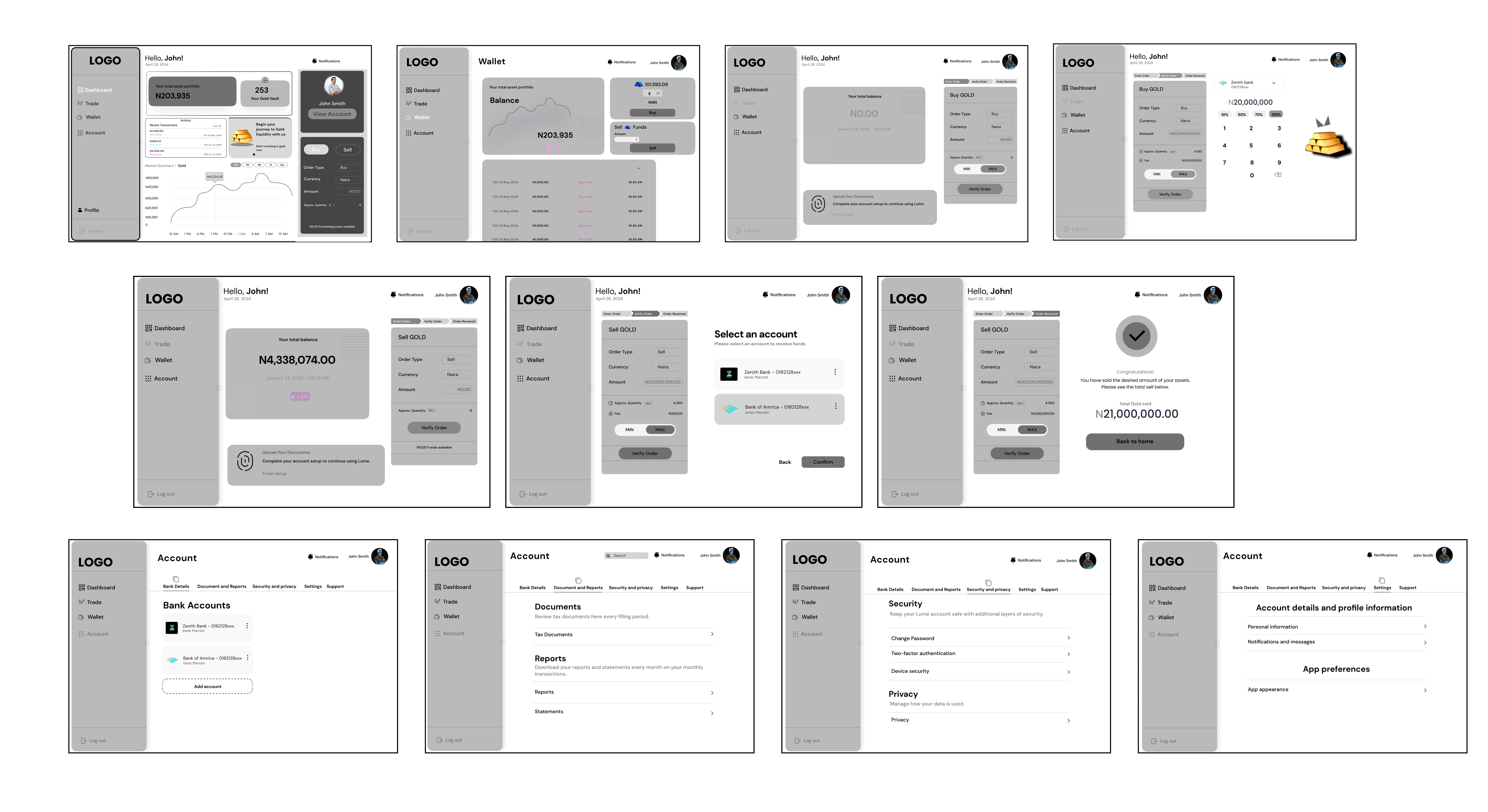 Lume web wireframes